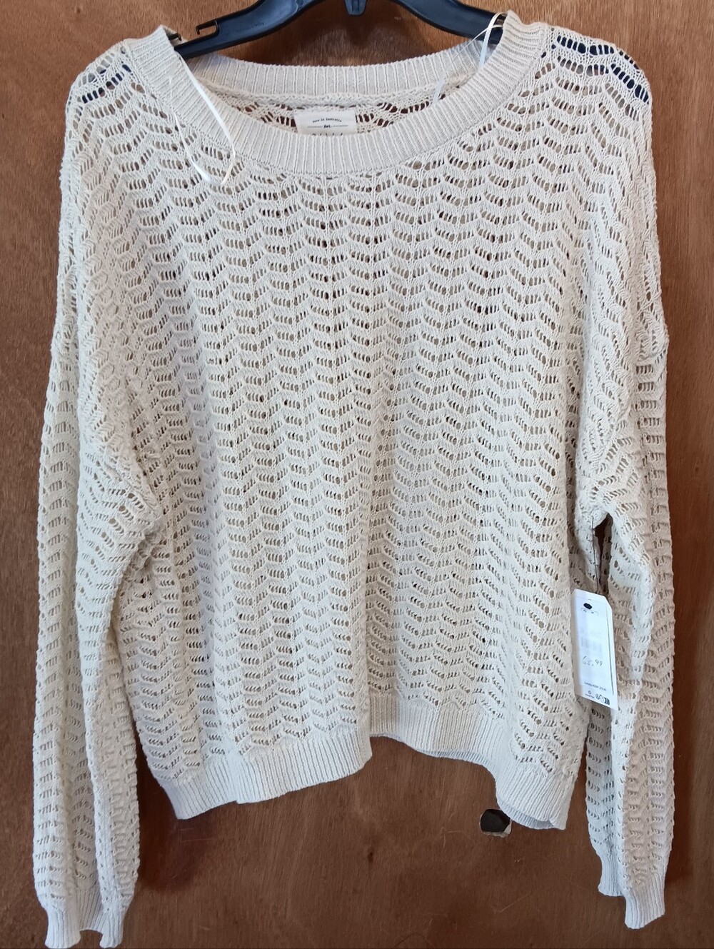 Billabong Cream Open-Knit Crewneck Sweater